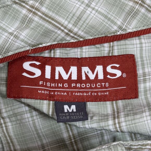 Simms Big Sky Shirt Men's Medium Green Plaid Fishing Button Front Performance - Picture 7 of 9